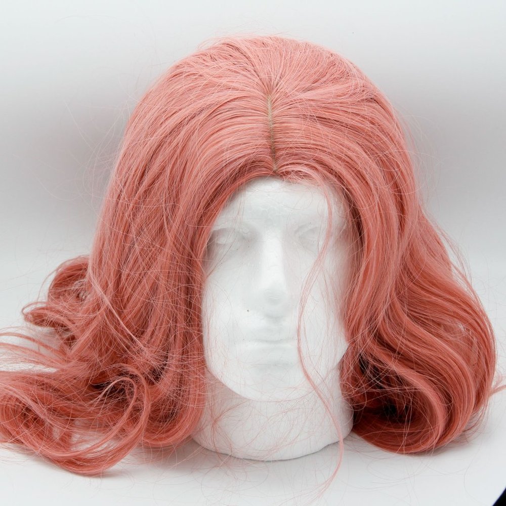 Lativ Long Wavy Wig for Women Pink Middle Part Lace Front Wigs Body Wave Synthet
